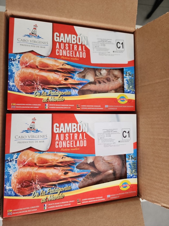 Palencia · cajas de langostino listas para exportación
